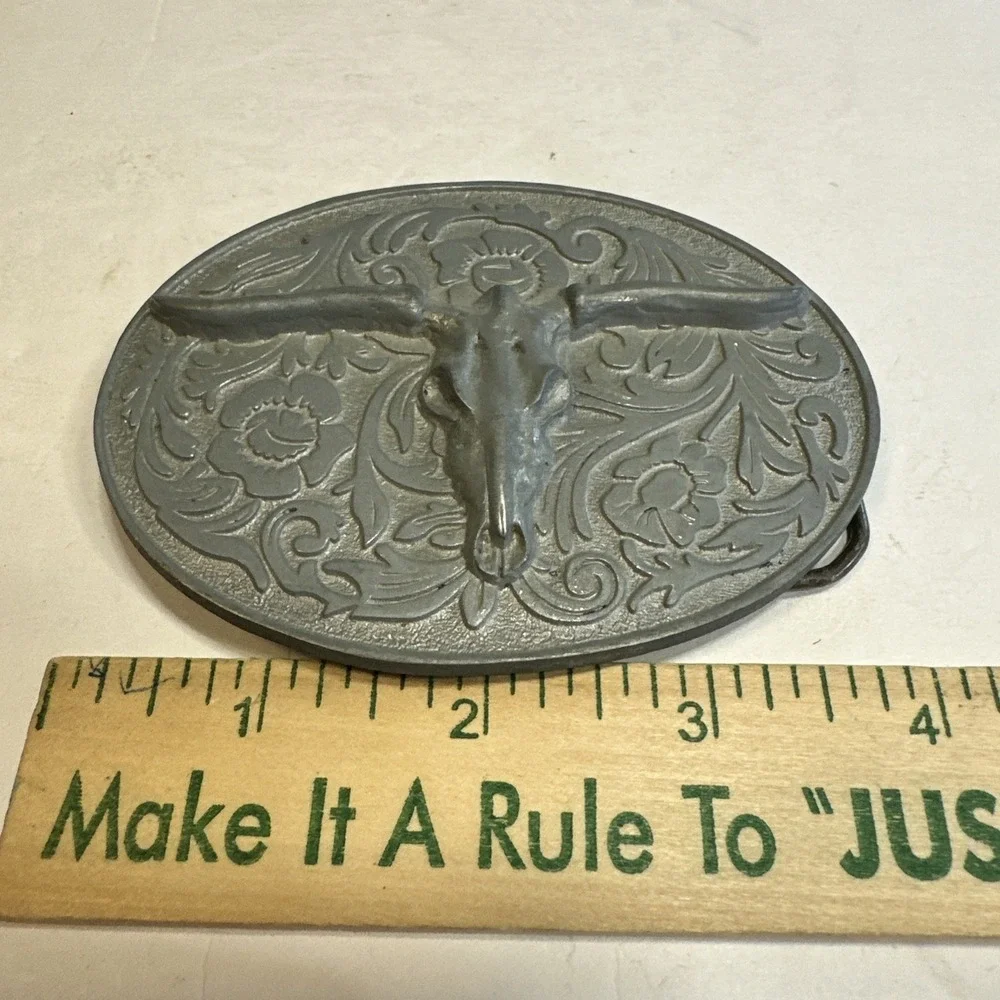 Longhorn Skull Western Paisley Belt Buckle 4